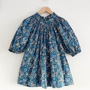J. Crew Smocked Neck Puff-Sleeve Top in Liberty® Sea Blossoms